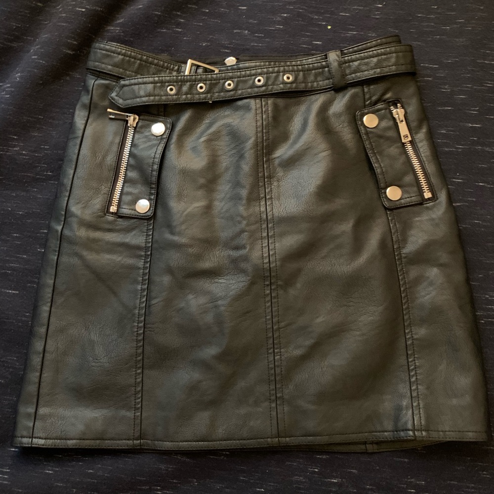 Leather mini skirt